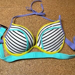 Striped Halter Bikini Top